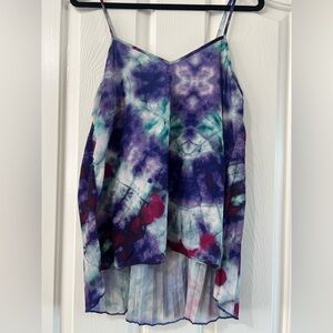 Y2K Eyeshadow Tie-Dye Purple and Blue Top